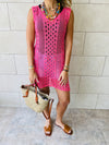 Pink Longline Crochet Beach Top
