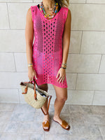 Pink Longline Crochet Beach Top