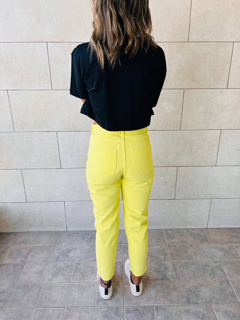 Yellow Colored Mom Jeans