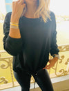 Black Drawstring Sweatshirt