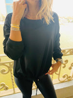 Black Drawstring Sweatshirt