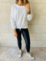 White Drawstring Sweatshirt