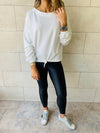 White Drawstring Sweatshirt