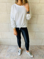 White Drawstring Sweatshirt