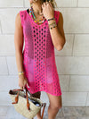 Pink Longline Crochet Beach Top