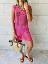 Pink Longline Crochet Beach Top