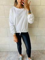 White Drawstring Sweatshirt