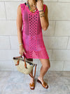 Pink Longline Crochet Beach Top