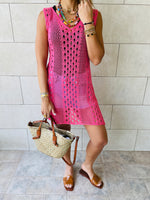 Pink Longline Crochet Beach Top