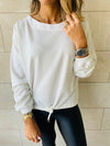 White Drawstring Sweatshirt