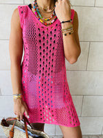 Pink Longline Crochet Beach Top