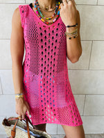 Pink Longline Crochet Beach Top