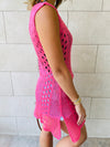 Pink Longline Crochet Beach Top