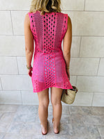 Pink Longline Crochet Beach Top