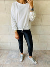 White Drawstring Sweatshirt