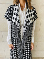 Black Houndstooth Printed Shawl