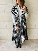 Black Houndstooth Printed Shawl