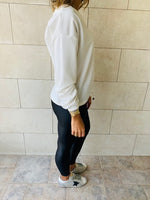 White Drawstring Sweatshirt