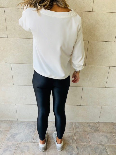 White Drawstring Sweatshirt