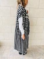 Black Houndstooth Printed Shawl