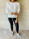 White Drawstring Sweatshirt