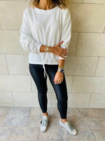 White Drawstring Sweatshirt