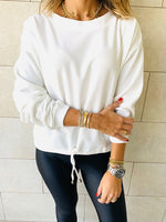 White Drawstring Sweatshirt