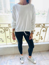 White Drawstring Sweatshirt