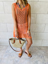 Orange Longline Crochet Beach Top