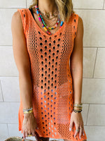 Orange Longline Crochet Beach Top