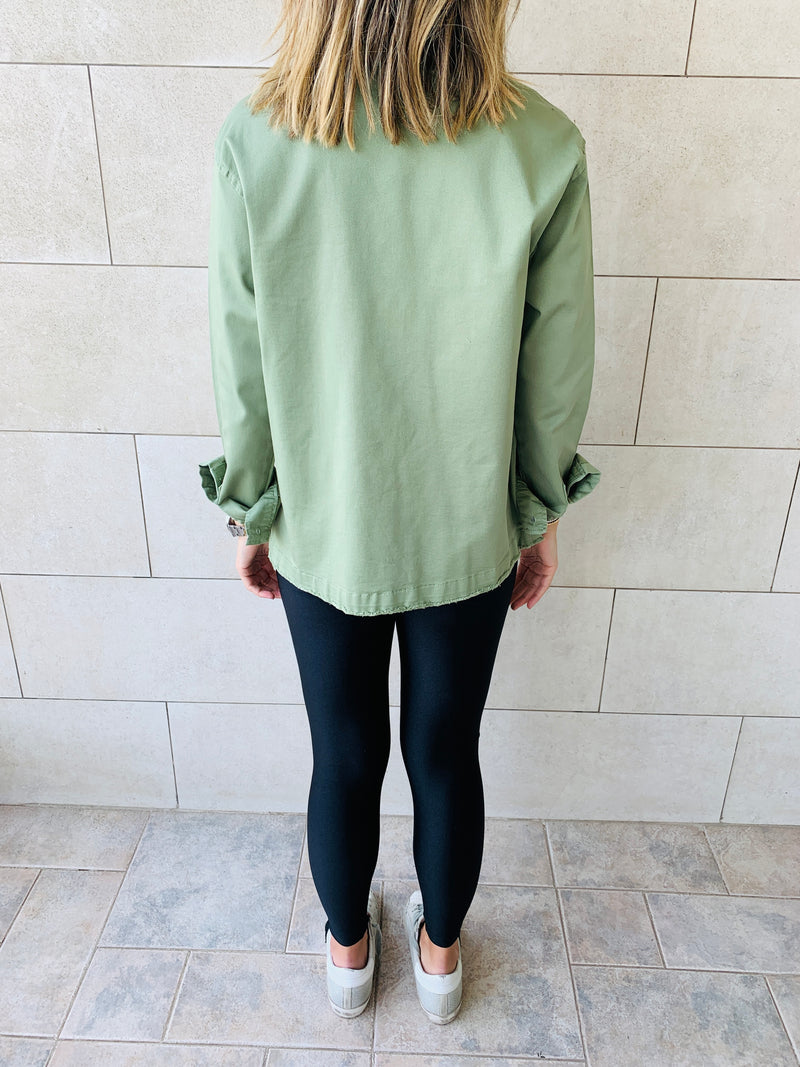 Olive Denim Overshirt Shacket