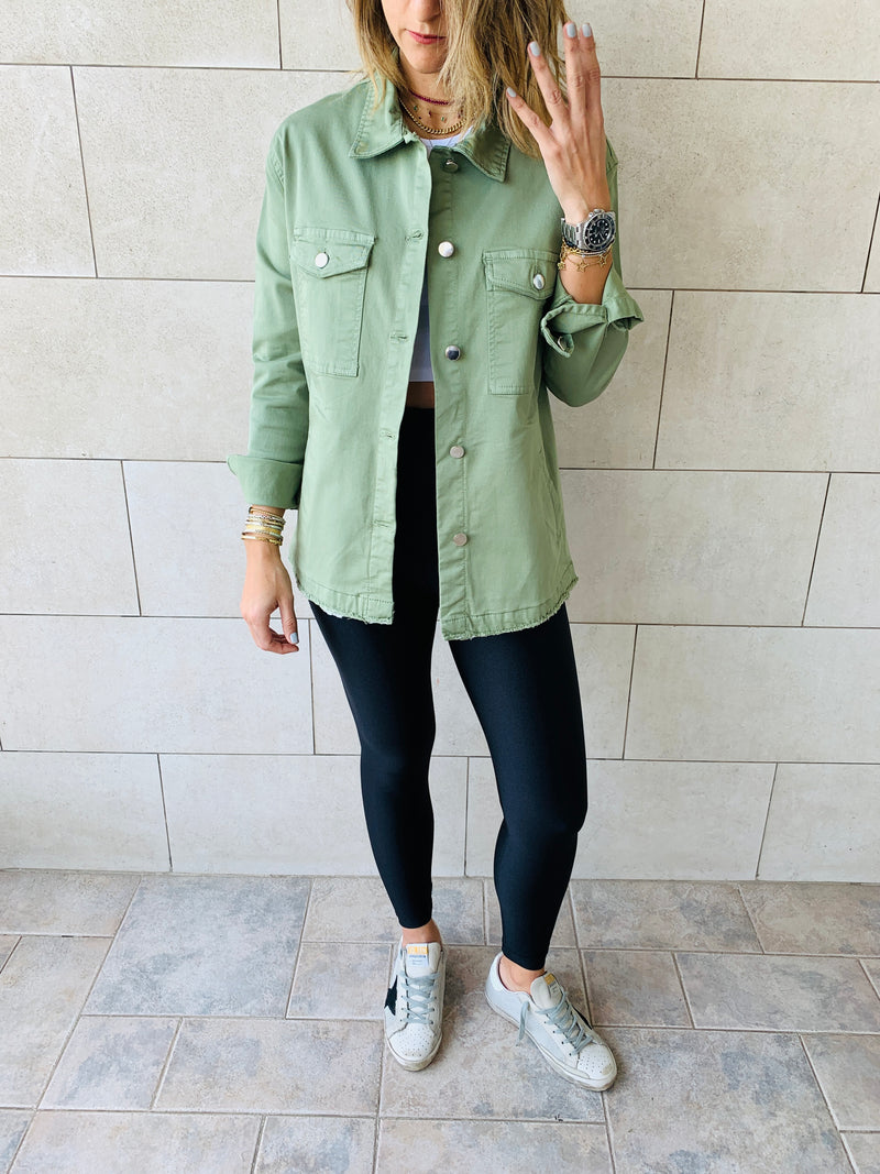Olive Denim Overshirt Shacket