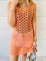 Orange Longline Crochet Beach Top