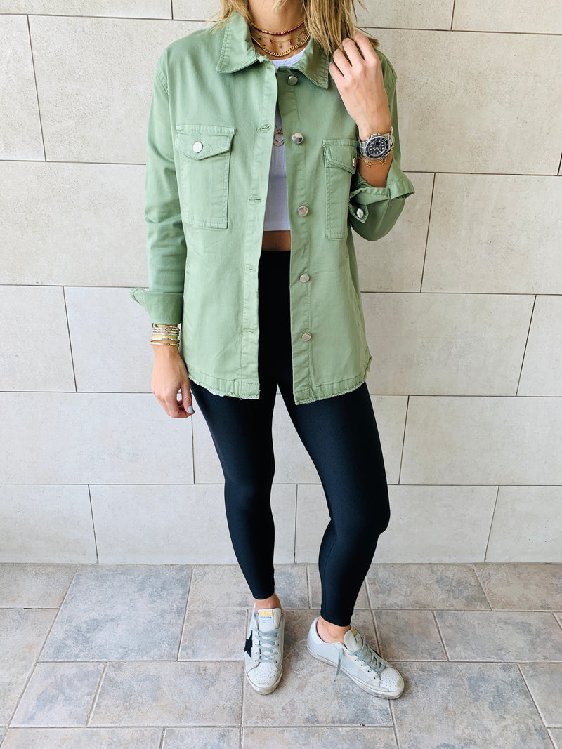 Olive Denim Overshirt Shacket