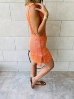 Orange Longline Crochet Beach Top