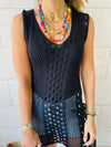 Black Longline Crochet Beach Top
