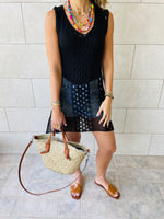 Black Longline Crochet Beach Top