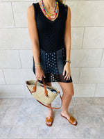 Black Longline Crochet Beach Top