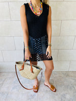 Black Longline Crochet Beach Top