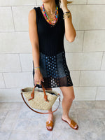 Black Longline Crochet Beach Top