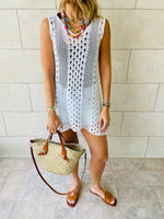 White Longline Crochet Beach Top