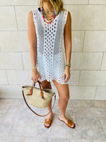 White Longline Crochet Beach Top