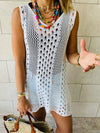 White Longline Crochet Beach Top