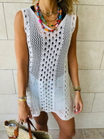 White Longline Crochet Beach Top