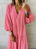 Red Zigzag Tiered Dress