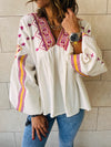 White Embroidered Traveler Top