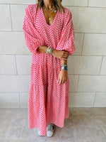 Red Zigzag Tiered Dress