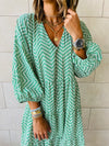 Green Zigzag Tiered Dress