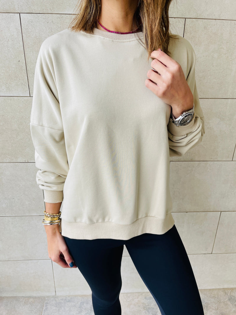 Beige Basic Sweatshirt