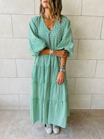 Green Zigzag Tiered Dress